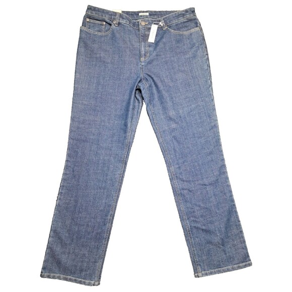 Jones New York Jeans Womens Sz 14 Straight Leg Denim Blue Stretch Distressed - Picture 1 of 15
